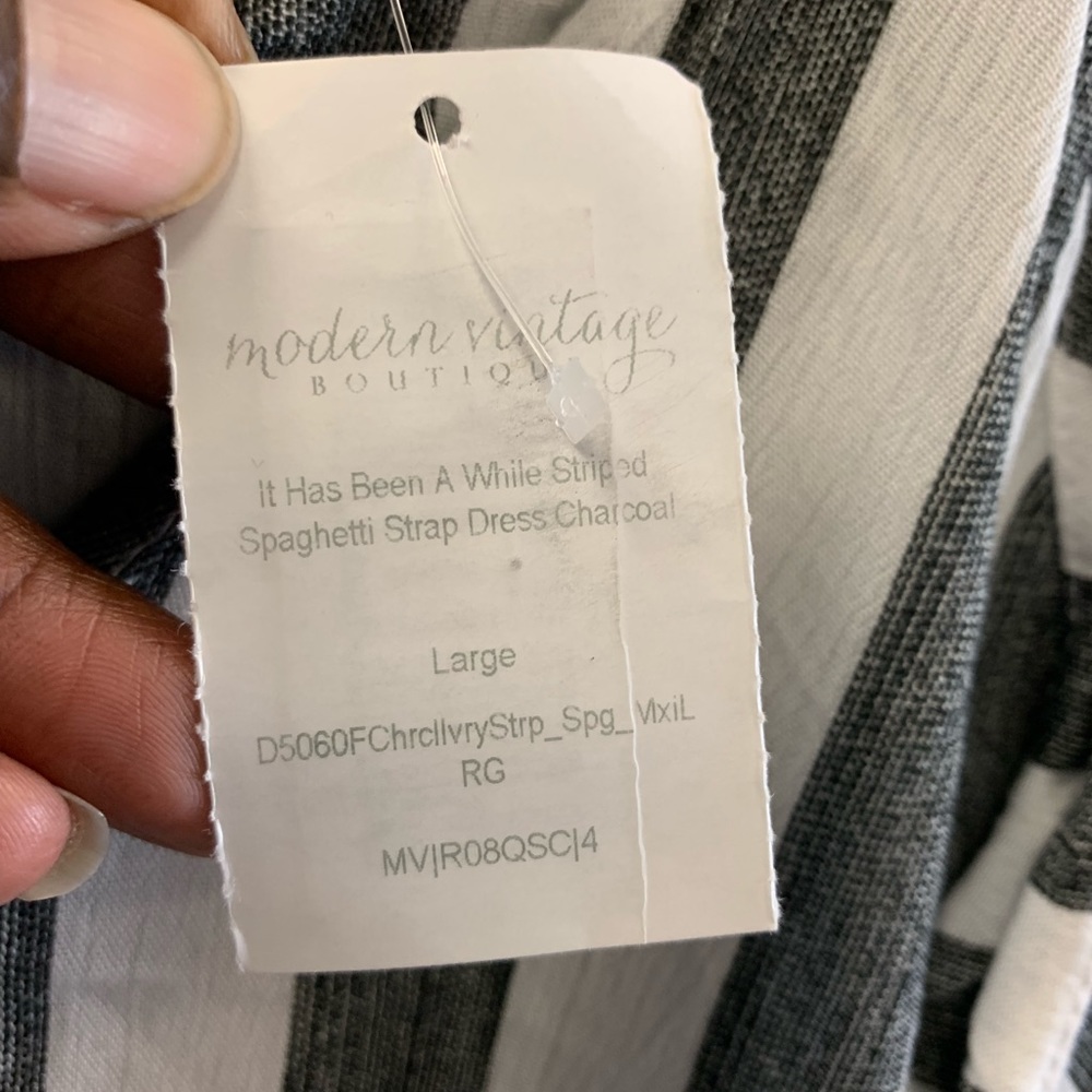 It’s Been a While Striped Gray & White maxi dress - Picture 3 of 4